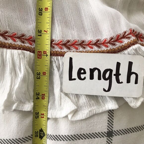 Free People Ivory Red Geometric Embroidered Boho SleevelessTunic Dress - M - Picture 8 of 10